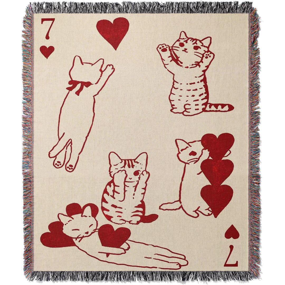 Kitty Card Woven Blanket Tapestry